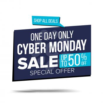 Cyber Monday Sale Banner Vector. Shopping Background. Discount Special Offer Sale Banner. Product Discounts On Websites. Isolated Illustration
