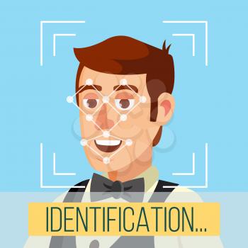 Face Recognition, Mobile Identification Vector. Electronic Verification. Facial Recognition System Concept. Secure Authentication Illustration