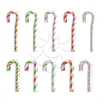Classic Xmas Candy Cane Vector. Isolated On White Illustration