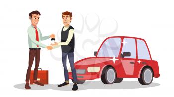 Car Dealer Vector. Car Dealership Agent. Auto Selling Concept. Isolated Flat Cartoon Character Illustration