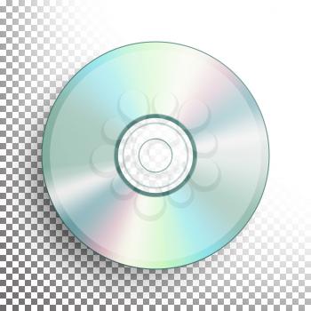 DVD Disc Vector. Realistic Compact CD Disc Mock Up Isolated On Transparent Background. Music Plastic Sound Data. Video Blue-ray, Information Medium Illustration