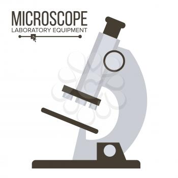Microscope Isolated Vector. Biology School Laboratory Equipment. Science Education Symbol. Illustration