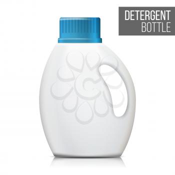 3d Detergent Bottle Mock Up Vector. Blank Plastic Container Bottle For Laundry Detergent. Isolated Illustration