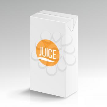 Juice Package Vector Realistic Mock Up. Carton Branding Box 1000 ml. White Empty Clean Cardboard Package Drink Juice Box Blank. Vector