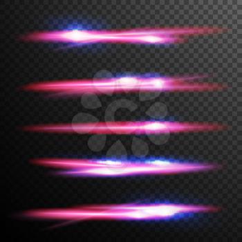 Red Glow Light Effect Vector. Energy Lights Ray Streaks. Abstract Fire Flare Trace Lens Flares. Design Element For Christmas Poster, Technology Future Concept. Isolated