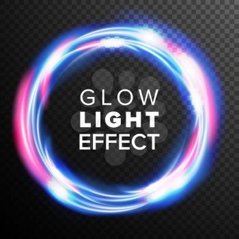 Blue Circles Glow Light Effect Vector. Round Wave. Magic Neon Flash Energy Light Ray. Good For Banners, Brochure. Isolated Illustration