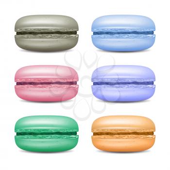Macarons Set Vector. Realistic Tasty Colourful French Macaroons. Isolated Illustration.