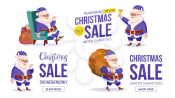 Christmas Sale Banner Template With Classic Santa Claus Vector