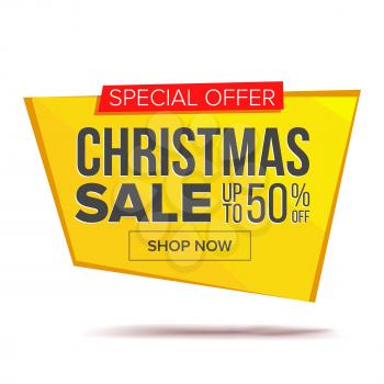 Christmas Sale Banner Vector. Discount Up To 50 Off. Isolated On White Illustration