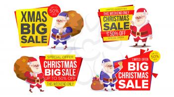 Christmas Sale Banner Template With Classic Santa Claus Vector