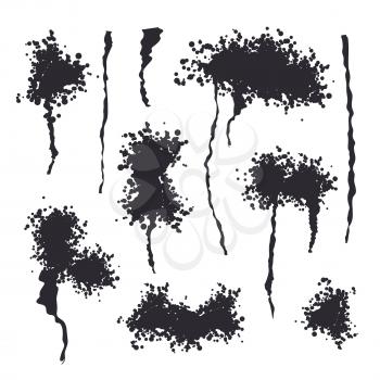 Dirty Spray Stain Vector Isolated Illustration. Exploding, Black Drops.