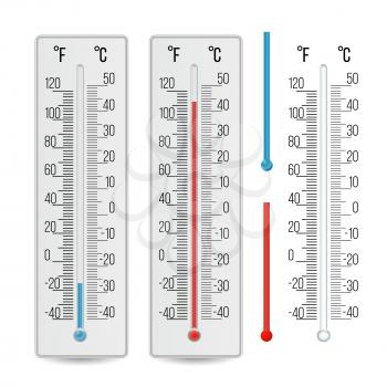 Indoor Home Office Thermometer Vector. Hot And Cold Temperature. Isolated Illustration