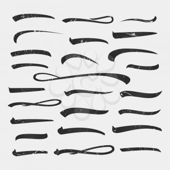 Set of hand lettering underlines lines isolated on background, vector illustration