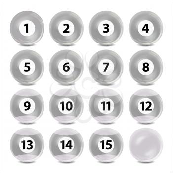 Billiard Or Lottery Number Balls Set Vector. Black And White Balls Isolated. Bingo Balls Set With Numbers. Realistic Vector