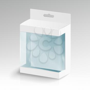 White Blank Cardboard Rectangle Vector. Realistic White Package Box.