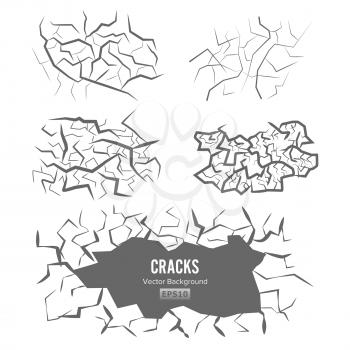 Cracks In The Ground Vector. 3D Illustration Isolated on white
