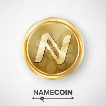 Namecoin Gold Coin Vector. Realistic Crypto Currency Money And Finance Sign Illustration. Namecoin Digital Currency Counter Icon. Fintech Blockchain.