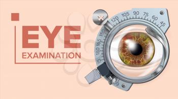 Eye Test Banner Vector. Vision Correction. Optometrist Check. Trail Frame. Exam Illustration