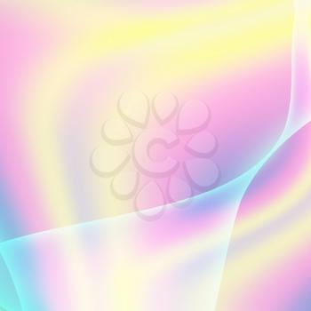 Fluid Iridescent Multicolored Vector. Illustration Of Pastel Fluids, Holographic Neon Effect.