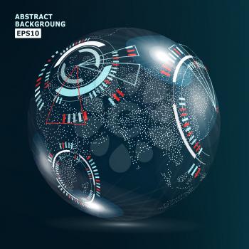 Futuristic Globalization Interface. Earth Science Technology Abstract Background. Vector Illustration.