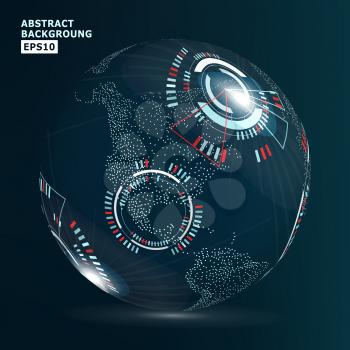 Futuristic Globalization Interface. Vector Illustration. Technology Background For Computer Graphic Website And Business.