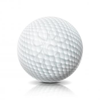 Realistic Golf Ball Isolated On White Background. Traditional Classic Golf Ball Design. Three-dimensional. Vector
