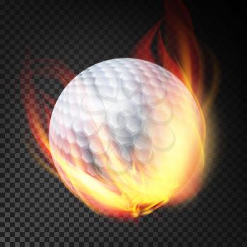 Golf Ball On Fire. Burning Style. Illustration Isolated