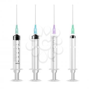 Vector Plastic Medical Syringe Isolated 3d Realistic Illustration