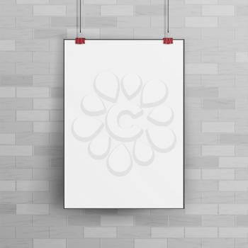 White Blank Paper Wall Poster Mock up Template Vector Illustration