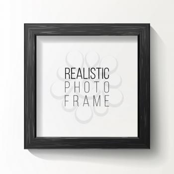 Realistic Photo Frame Vector. On White Wall From The Front With Soft Shadow. Good For presentations.