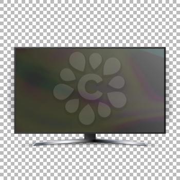 Screen Lcd Plasma Vector Isolated On Checkered Background.