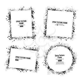 Spray Texture Frame Vector Set. Dirty Paint Grunge Isolated On White Background. Good For Banner