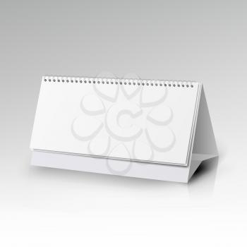 White Blank Paper Desk Spiral Calendar. Spiral Calendar Vector Template. Vertical Table Calendar