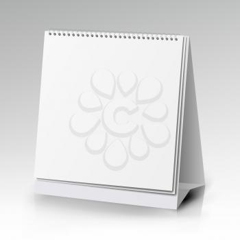 White Blank Paper Desk Spiral Calendar. Spiral Calendar Vector Template. Vertical Table Calendar