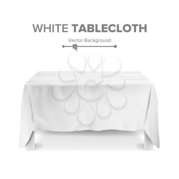 Tablecloth Vector. Realistic Empty Rectangular Table Isolated On White.