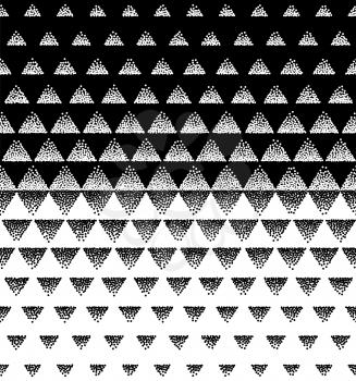 Halftone Triangular Pattern Vector. Black and White Triangle Halftone Grid Gradient Pattern Geometric Abstract Background.