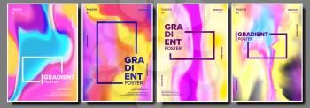 Gradient Fluid Poster Set Vector. Cool Brochure. Simple Catalog. Trendy Placard. Annual Report. Banner Element. Modern Flow. Liquid Design Illustration