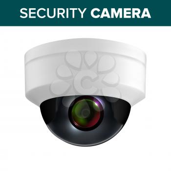 Ceiling Video Surveillance Security Camera Vector. Wireless Indoor Safeguard Cctv Camera For Observe And Control Of Territory. Privacy Monitoring Security Realistic 3d Illustration