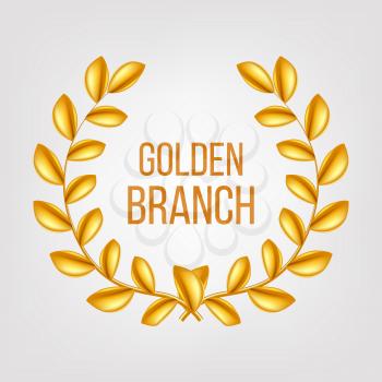 Golden Branch Vector. Gold Laurel Wreath. Award victory Design Element. 3D Illustration