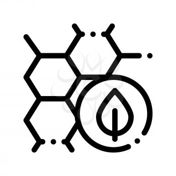 Cosmetic Ingredient Honey Vector Thin Line Icon. Organic Cosmetic, Natural Component Honeycomb Plant Leaf Linear Pictogram. Eco-friendly, Cruelty-free Product, Molecular Analysis Contour Illustration