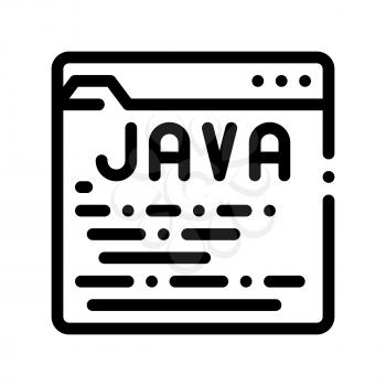 Coding Language Java System Vector Thin Line Icon. Digital Script Function Coding File, Data Encryption Linear Pictogram. Web Development, Programming Bug Fixing Contour Illustration