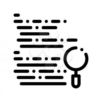 Magnifier Search Code Mistake Vector Line Icon. Programming Coding System, Data Encryption And Code Linear Pictogram. Web Development, Languages, Bug Fixing, Script Contour Illustration