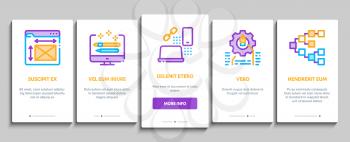 Front End Development Onboarding Mobile App Page Screen Vector. Front End It Sphere, Html And Css Code, Internet Web Site Design And Painting Illustrations