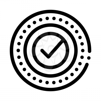 Approved Mark Print Stamp Seal Element Vector Icon Thin Line. Approved Sign On Document File, Computer Monitor And Smartphone Display Concept Linear Pictogram. Monochrome Contour Illustration