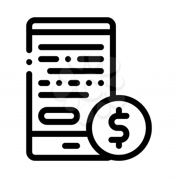 Financial Accounting On Smartphone Screen Vector Icon Thin Line. Dollar Money On Mobile Display And Magnifier, Financial Concept Linear Pictogram. Commerce Monochrome Contour Illustration