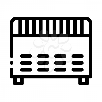Home Electronic Heating Equipment Vector Icon Thin Line. Cool And Humidity, Airing, Ionisation And Heating Concept Linear Pictogram. Conditioning Related Monochrome Contour Illustration
