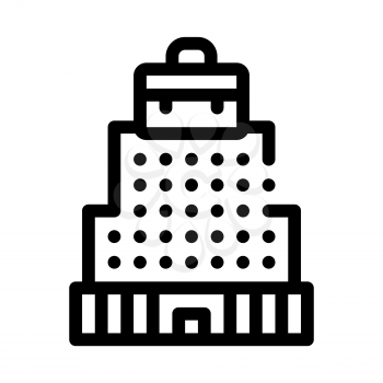 Building Skyscraper Business Center Vector Icon Thin Line. Hunting Business People And Recruitment Candidate, Team Work And Partnership Concept Linear Pictogram. Monochrome Contour Illustration