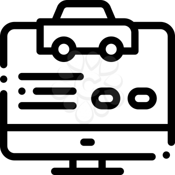 Computer Site for Calling Online Taxi Icon Vector Thin Line. Contour Illustration