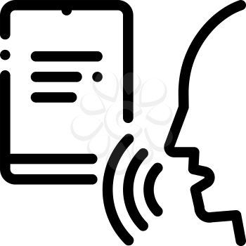 Notebook Human Voice Control Icon Vector Thin Line. Contour Illustration