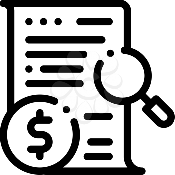 Money Contract Check Icon Vector. Outline Money Contract Check Sign. Isolated Contour Symbol Illustration